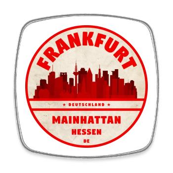 Mainhattan Skyline Retro Aufdruck - Viereckiger Kühlschrankmagnet - Weiß - Vorne