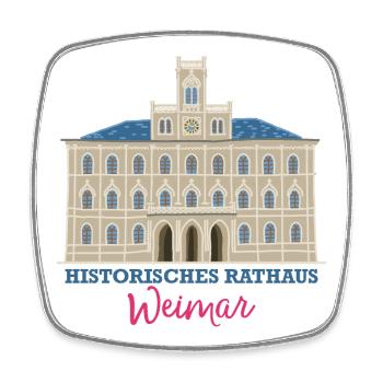 Weimar, Historisches Rathaus, Deutschland - Viereckiger Kühlschrankmagnet - Weiß - Vorne
