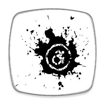 Wheelchair symbol with paint splash # - Square fridge magnet - white - Front