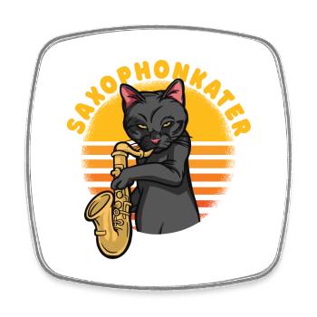 Saxophone Kater - Viereckiger Kühlschrankmagnet - Weiß - Vorne