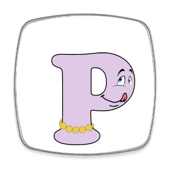 P - Square fridge magnet - white - Front