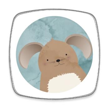 cute rabbit with floppy ears in watercolor patch - Square fridge magnet - white - Front