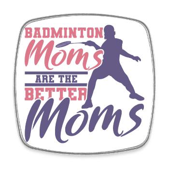 Lustige Badminton Mutter - Viereckiger Kühlschrankmagnet - Weiß - Vorne