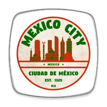 Vintage-Siegel Mexiko-Stadt Skyline - Viereckiger Kühlschrankmagnet - Weiß - Vorne