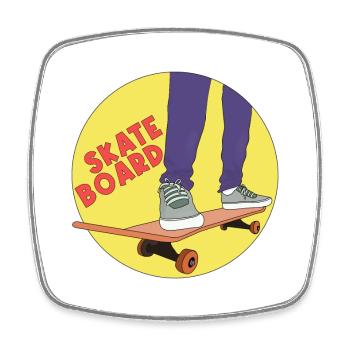 Skateboard - Square fridge magnet - white - Front