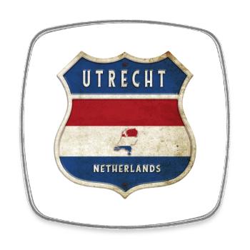 Design des armoiries d'Utrecht, Pays-Bas - Magnet carré - blanc - Devant