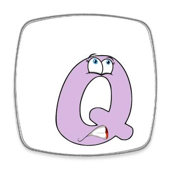 Q - Viereckiger Kühlschrankmagnet - Weiß - Vorne