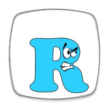 R - Viereckiger Kühlschrankmagnet - Weiß - Vorne