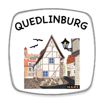 Quedlinburg 2, Welterbestadt,Deutschland - Viereckiger Kühlschrankmagnet - Weiß - Vorne