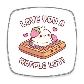 Cute Waffle Love You A Waffle Lot Valentines - Square fridge magnet - white - Front