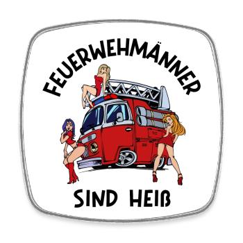 Feuerwehr Brandschutz Lebensretter Statement - Viereckiger Kühlschrankmagnet - Weiß - Vorne