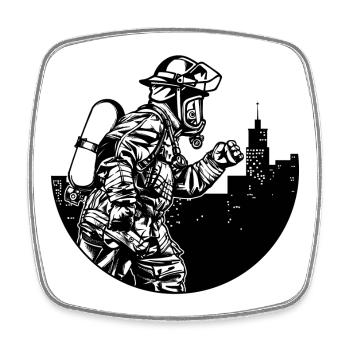 Travaux d’extinction de sauveteurs de pompiers professionnels - Magnet carré - blanc - Devant