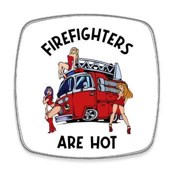 Lifesaver Fire Engine Statement Fire Brigade - Square fridge magnet - white - Front