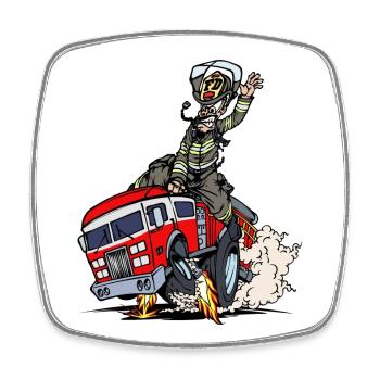 Fire brigade fire protection fire engine lifesaver - Square fridge magnet - white - Front