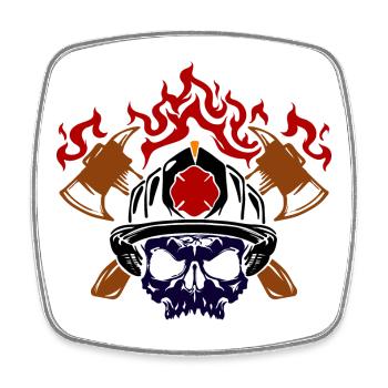 Burning Firefighter helmet Fire brigade fire protection - Square fridge magnet - white - Front