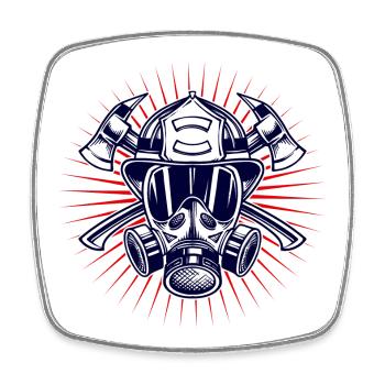 Fire protection Fire brigade helmet Lifesaver - Square fridge magnet - white - Front