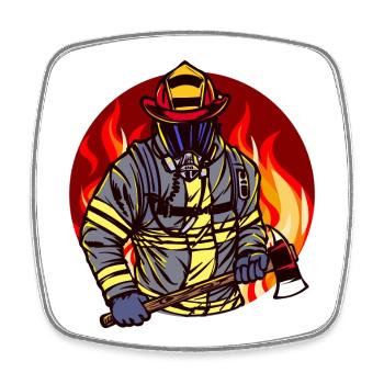 Pompiers Pompiers Protection incendie Pompier sauveteur - Magnet carré - blanc - Devant