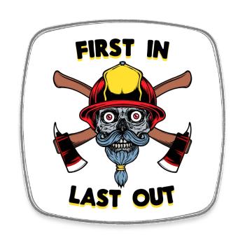 Firefighter Statement Fire Protection - Square fridge magnet - white - Front