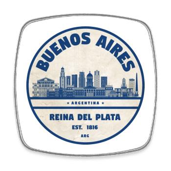 Buenos Aires Skyline Vintage Badge - Square fridge magnet - white - Front