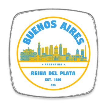Buenos Aires Skyline Reina del Plata - Viereckiger Kühlschrankmagnet - Weiß - Vorne