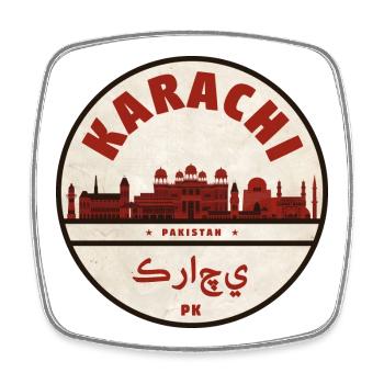 Karachi Skyline Emblem Pakistan - Square fridge magnet - white - Front