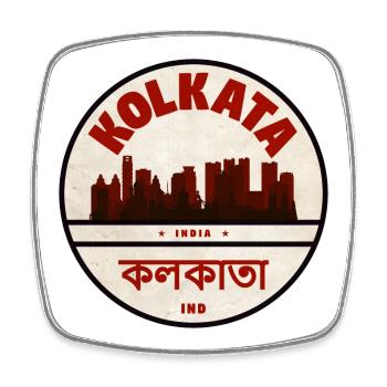 Kolkata Skyline Emblem - Viereckiger Kühlschrankmagnet - Weiß - Vorne