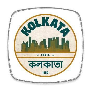 Kolkata Skyline Badge - Magnet carré - blanc - Devant