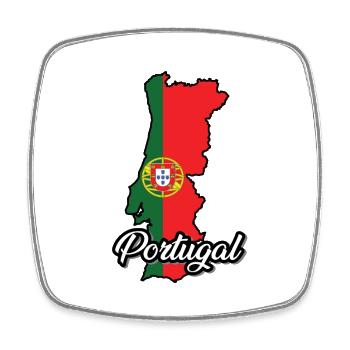 Carte du Portugal aux couleurs du drapeau national. - Magnet carré - blanc - Devant