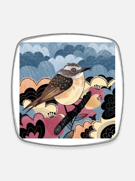 Brownthroat Bird 2023 Illustration - Square fridge magnet - white