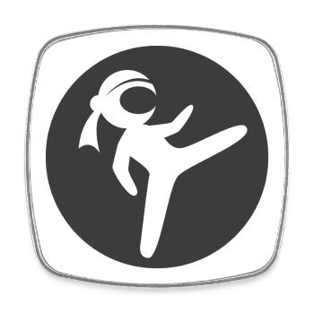 Ninja FIghter icône Logo Kämpfer Symbol Comic - Magnet carré - blanc - Devant