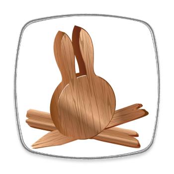 Rabbit head in wood look with wood grain - Square fridge magnet - white - Front