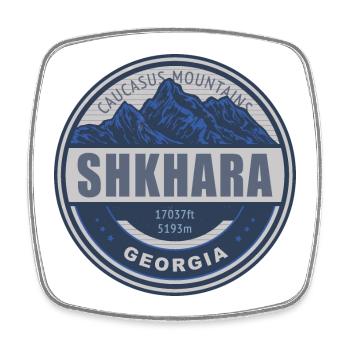 Shkhara Georgia Vintage Mountain Hiking Design - Square fridge magnet - white - Front