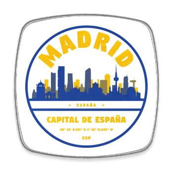 Madrid Skyline Emblem – Capital City of Spain - Square fridge magnet - white - Front