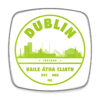 Dublin Skyline Stamp - Square fridge magnet - white - Front