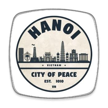 Hanoi Stadt der Ruhe Emblem - Viereckiger Kühlschrankmagnet - Weiß - Vorne