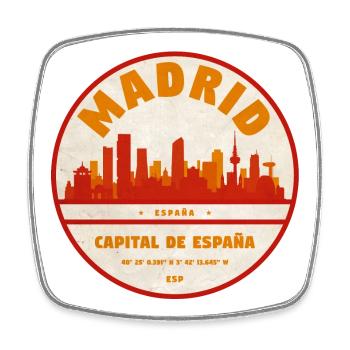 Cercle Vintage de la Skyline de Madrid - Magnet carré - blanc - Devant