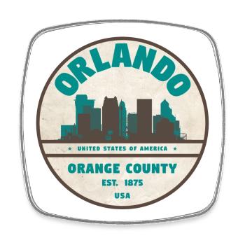 Orlando Skyline Vintage Sign - Square fridge magnet - white - Front