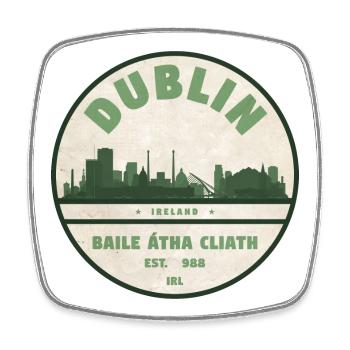 Dublin Skyline Silhouette - Viereckiger Kühlschrankmagnet - Weiß - Vorne