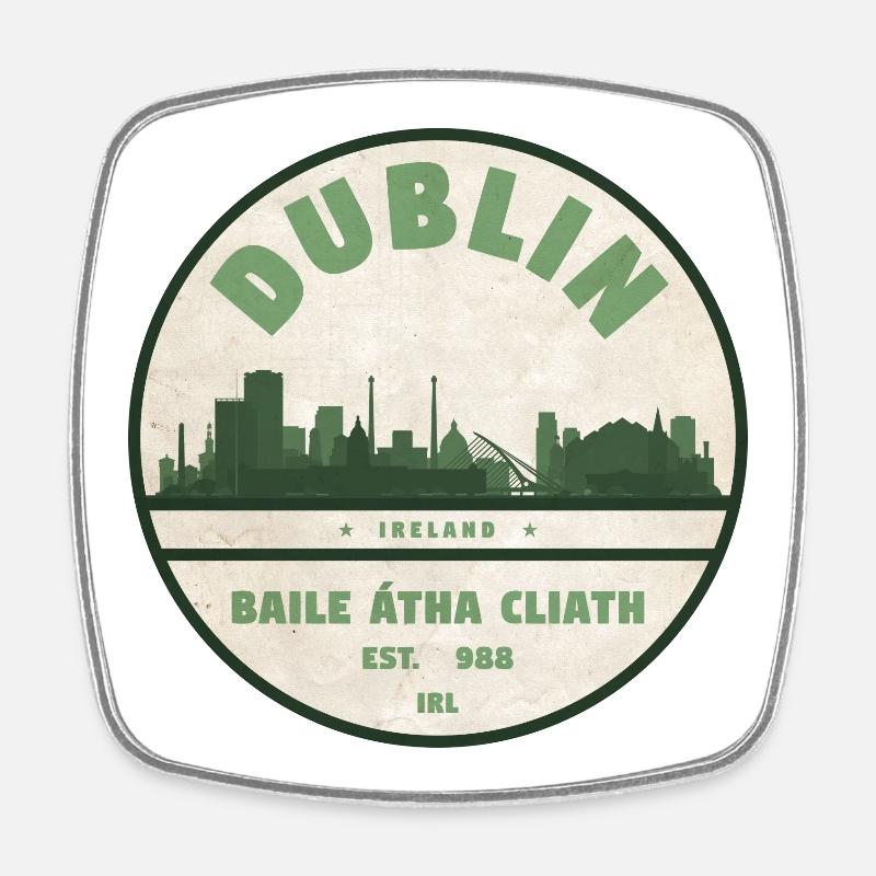 Dublin Skyline Silhouette - Viereckiger Kühlschrankmagnet - Weiß