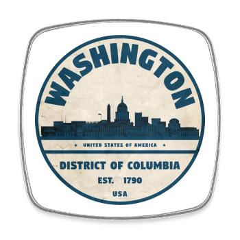 Washington DC Vintage - Viereckiger Kühlschrankmagnet - Weiß - Vorne