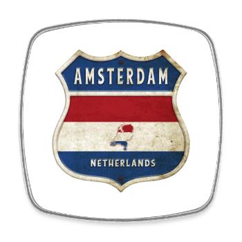 Design des armoiries d'Amsterdam, Pays-Bas - Magnet carré - blanc - Devant