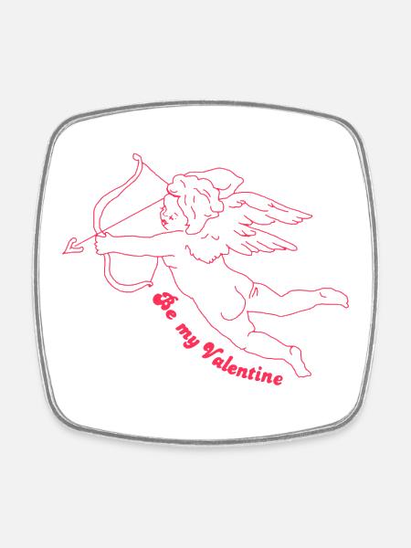 Cupid Cupid with bow and wings - Square fridge magnet - white