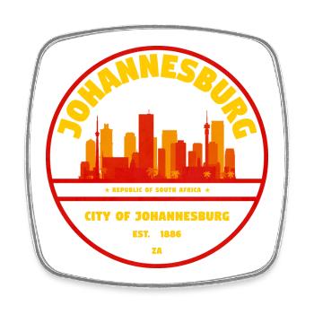 Johannesburg Skyline Emblem - Viereckiger Kühlschrankmagnet - Weiß - Vorne