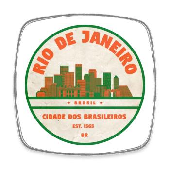 Rio de Janeiro Vintage City Silhouette - Square fridge magnet - white - Front