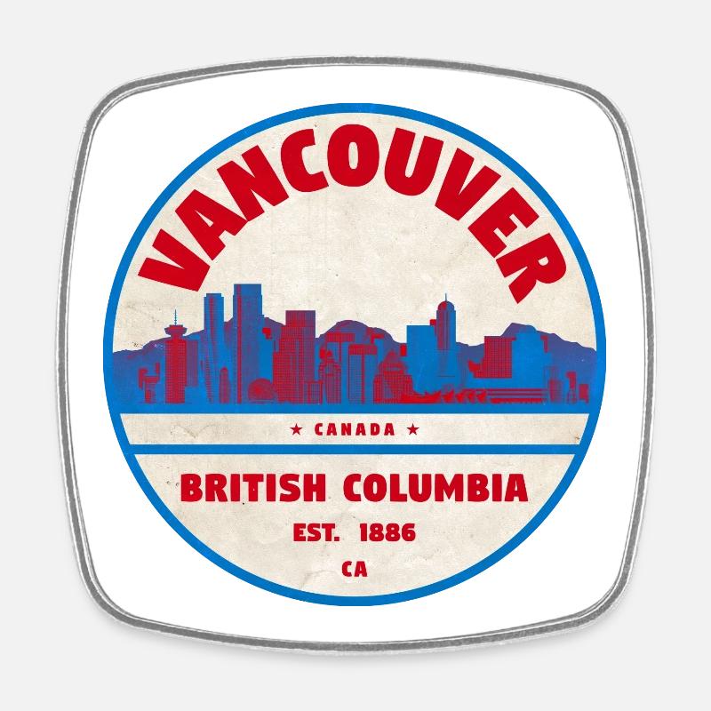 Vancouver Skyline Rétro Badge Canada - Magnet carré - blanc