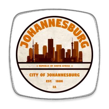 Retro Badge Johannesburg Skyline - Square fridge magnet - white - Front