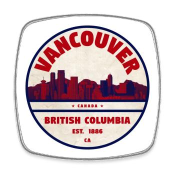 Vancouver Skyline Vintage Logo - Viereckiger Kühlschrankmagnet - Weiß - Vorne