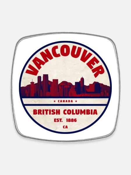 Vancouver Skyline Vintage Logo - Magnet carré - blanc