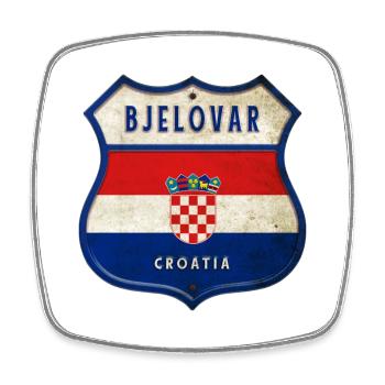 Bjelovar Croatia flag crest design - Square fridge magnet - white - Front