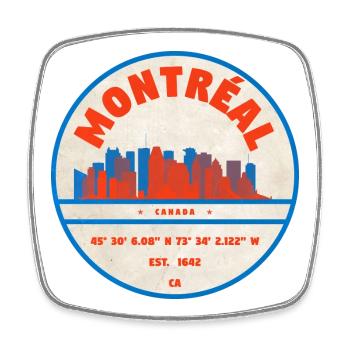 Conception de l’emblème de la skyline du Canada à Montréal - Magnet carré - blanc - Devant